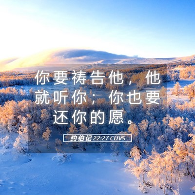 Picture 05 - 约 伯 记 22:27 CUVS - 你 要 祷 告 他 ， 他 就 听 你 ； 你 - Bible Verse Picture