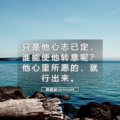 Picture 05 - 约 伯 记 23:13 CUVS - 只 是 他 心 志 已 定 ， 谁 能 使 他 - Bible Verse Picture