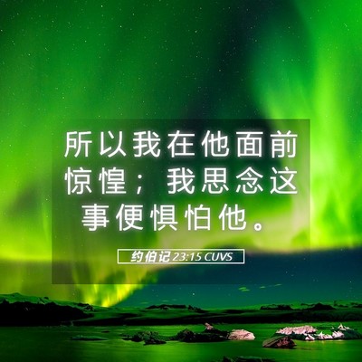 Picture 05 - 约 伯 记 23:15 CUVS - 所 以 我 在 他 面 前 惊 惶 ； 我 思 - Bible Verse Picture