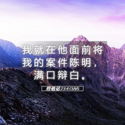 Picture 05 - 约 伯 记 23:4 CUVS - 我 就 在 他 面 前 将 我 的 案 件 陈 - Bible Verse Picture