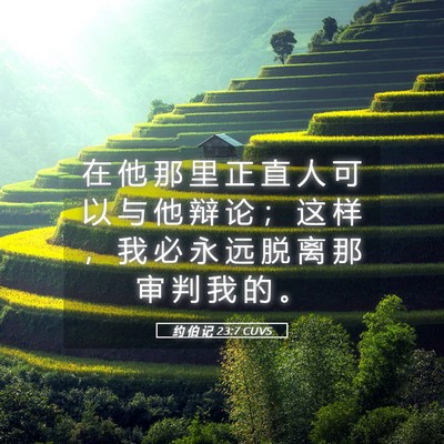 Picture 05 - 约 伯 记 23:7 CUVS - 在 他 那 里 正 直 人 可 以 与 他 辩 - Bible Verse Picture