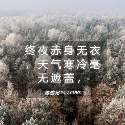 Picture 05 - 约 伯 记 24:7 CUVS - 终 夜 赤 身 无 衣 ， 天 气 寒 冷 毫 - Bible Verse Picture