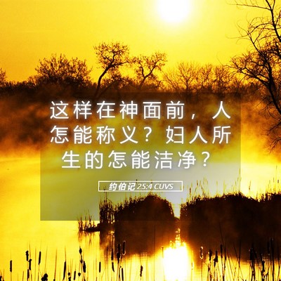 Picture 05 - 约 伯 记 25:4 CUVS - 这 样 在 神 面 前 ， 人 怎 能 称 义 - Bible Verse Picture