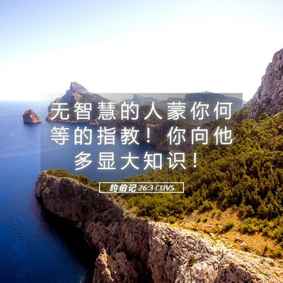 Picture 05 - 约 伯 记 26:3 CUVS - 无 智 慧 的 人 蒙 你 何 等 的 指 教 - Bible Verse Picture