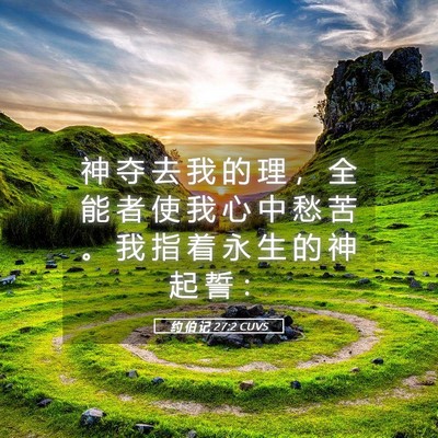 Picture 05 - 约 伯 记 27:2 CUVS - 神 夺 去 我 的 理 ， 全 能 者 使 我 - Bible Verse Picture