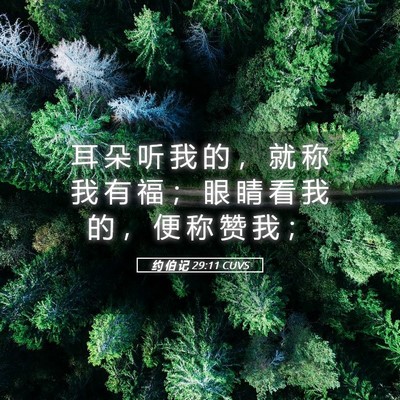 Picture 05 - 约 伯 记 29:11 CUVS - 耳 朵 听 我 的 ， 就 称 我 有 福 ； - Bible Verse Picture