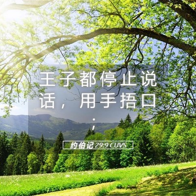 Picture 05 - 约 伯 记 29:9 CUVS - 王 子 都 停 止 说 话 ， 用 手 捂 口 - Bible Verse Picture
