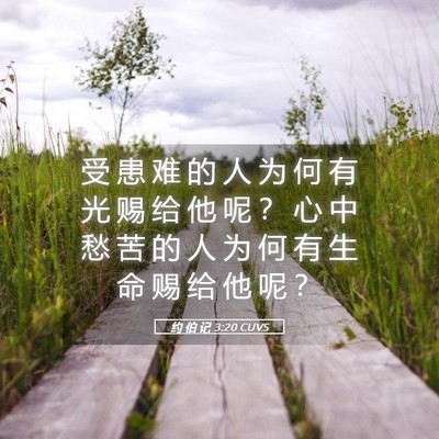 Picture 05 - 约 伯 记 3:20 CUVS - 受 患 难 的 人 为 何 有 光 赐 给 他 - Bible Verse Picture
