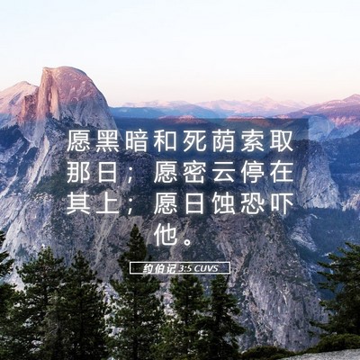 Picture 05 - 约 伯 记 3:5 CUVS - 愿 黑 暗 和 死 荫 索 取 那 日 ； 愿 - Bible Verse Picture
