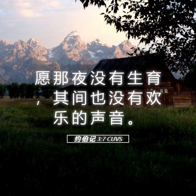 Picture 05 - 约 伯 记 3:7 CUVS - 愿 那 夜 没 有 生 育 ， 其 间 也 没 - Bible Verse Picture