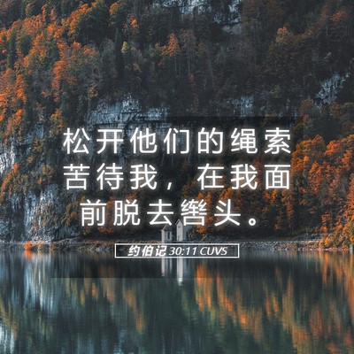 Picture 05 - 约 伯 记 30:11 CUVS - 松 开 他 们 的 绳 索 苦 待 我 ， 在 - Bible Verse Picture