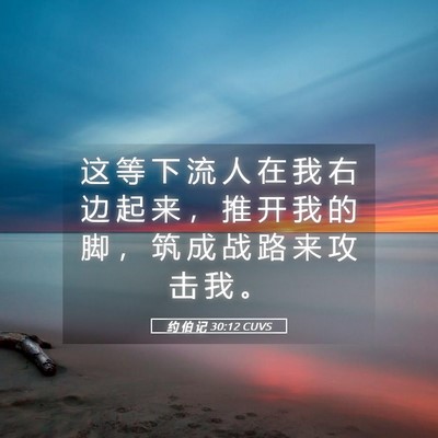 Picture 05 - 约 伯 记 30:12 CUVS - 这 等 下 流 人 在 我 右 边 起 来 ， - Bible Verse Picture