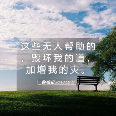 Picture 05 - 约 伯 记 30:13 CUVS - 这 些 无 人 帮 助 的 ， 毁 坏 我 的 - Bible Verse Picture