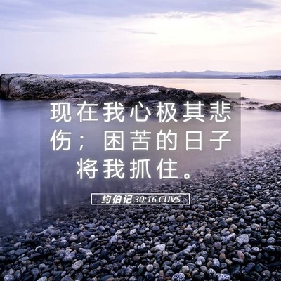 Picture 05 - 约 伯 记 30:16 CUVS - 现 在 我 心 极 其 悲 伤 ； 困 苦 的 - Bible Verse Picture
