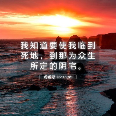Picture 05 - 约 伯 记 30:23 CUVS - 我 知 道 要 使 我 临 到 死 地 ， 到 - Bible Verse Picture