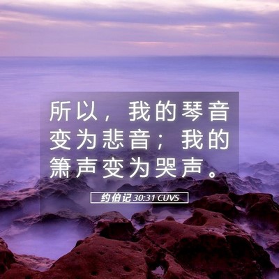 Picture 05 - 约 伯 记 30:31 CUVS - 所 以 ， 我 的 琴 音 变 为 悲 音 ； - Bible Verse Picture