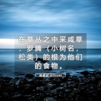 Picture 05 - 约 伯 记 30:4 CUVS - 在 草 丛 之 中 采 咸 草 ， 罗 腾 （ - Bible Verse Picture