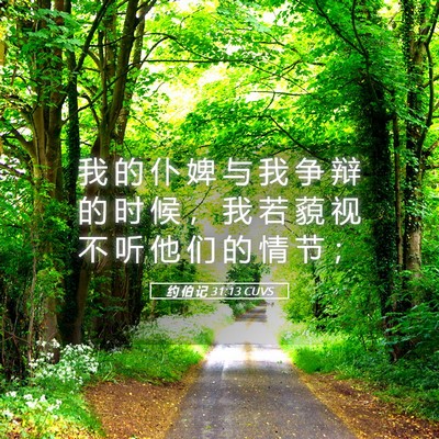 Picture 05 - 约 伯 记 31:13 CUVS - 我 的 仆 婢 与 我 争 辩 的 时 候 ， - Bible Verse Picture