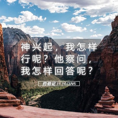 Picture 05 - 约 伯 记 31:14 CUVS - 神 兴 起 ， 我 怎 样 行 呢 ？ 他 察 - Bible Verse Picture