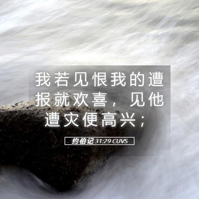 Picture 05 - 约 伯 记 31:29 CUVS - 我 若 见 恨 我 的 遭 报 就 欢 喜 ， - Bible Verse Picture