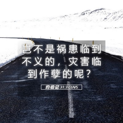 Picture 05 - 约 伯 记 31:3 CUVS - 岂 不 是 祸 患 临 到 不 义 的 ， 灾 - Bible Verse Picture