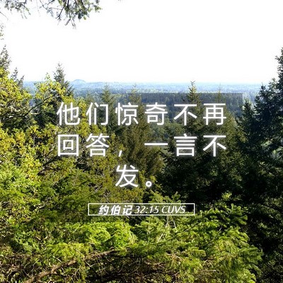 Picture 05 - 约 伯 记 32:15 CUVS - 他 们 惊 奇 不 再 回 答 ， 一 言 不 - Bible Verse Picture
