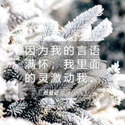 Picture 05 - 约 伯 记 32:18 CUVS - 因 为 我 的 言 语 满 怀 ； 我 里 面 - Bible Verse Picture
