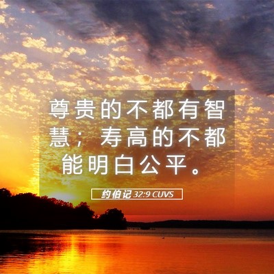 Picture 05 - 约 伯 记 32:9 CUVS - 尊 贵 的 不 都 有 智 慧 ； 寿 高 的 - Bible Verse Picture