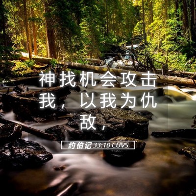 Picture 05 - 约 伯 记 33:10 CUVS - 神 找 机 会 攻 击 我 ， 以 我 为 仇 - Bible Verse Picture