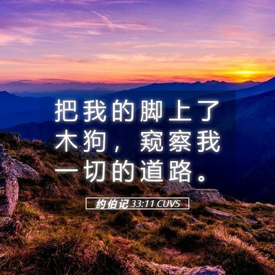 Picture 05 - 约 伯 记 33:11 CUVS - 把 我 的 脚 上 了 木 狗 ， 窥 察 我 - Bible Verse Picture