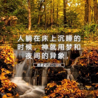 Picture 05 - 约 伯 记 33:15 CUVS - 人 躺 在 床 上 沉 睡 的 时 候 ， 神 - Bible Verse Picture