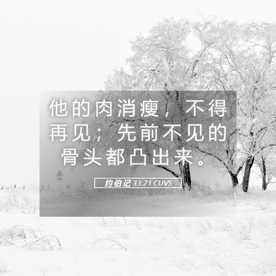 Picture 05 - 约 伯 记 33:21 CUVS - 他 的 肉 消 瘦 ， 不 得 再 见 ； 先 - Bible Verse Picture