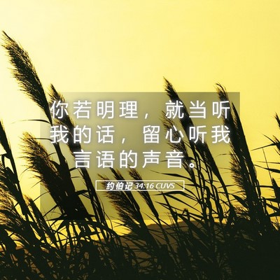 Picture 05 - 约 伯 记 34:16 CUVS - 你 若 明 理 ， 就 当 听 我 的 话 ， - Bible Verse Picture
