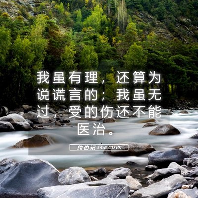 Picture 05 - 约 伯 记 34:6 CUVS - 我 虽 有 理 ， 还 算 为 说 谎 言 的 - Bible Verse Picture