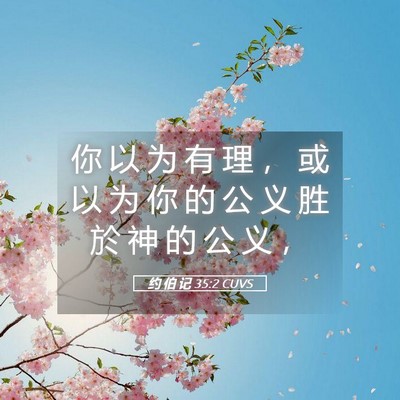 Picture 05 - 约 伯 记 35:2 CUVS - 你 以 为 有 理 ， 或 以 为 你 的 公 - Bible Verse Picture