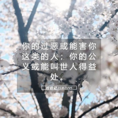 Picture 05 - 约 伯 记 35:8 CUVS - 你 的 过 恶 或 能 害 你 这 类 的 人 - Bible Verse Picture