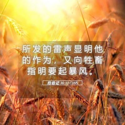Picture 05 - 约 伯 记 36:33 CUVS - 所 发 的 雷 声 显 明 他 的 作 为 ， - Bible Verse Picture