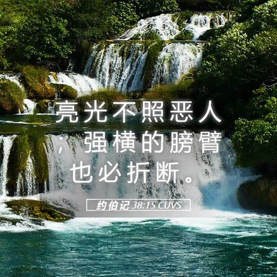 Picture 05 - 约 伯 记 38:15 CUVS - 亮 光 不 照 恶 人 ； 强 横 的 膀 臂 - Bible Verse Picture