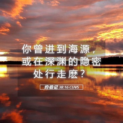 Picture 05 - 约 伯 记 38:16 CUVS - 你 曾 进 到 海 源 ， 或 在 深 渊 的 - Bible Verse Picture