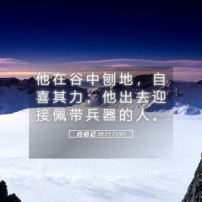 Picture 05 - 约 伯 记 39:21 CUVS - 他 在 谷 中 刨 地 ， 自 喜 其 力 ； - Bible Verse Picture