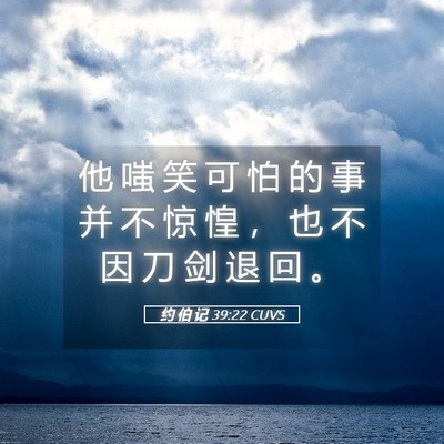 Picture 05 - 约 伯 记 39:22 CUVS - 他 嗤 笑 可 怕 的 事 并 不 惊 惶 ， - Bible Verse Picture