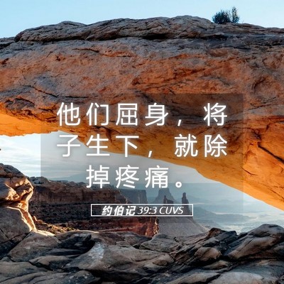 Picture 05 - 约 伯 记 39:3 CUVS - 他 们 屈 身 ， 将 子 生 下 ， 就 除 - Bible Verse Picture