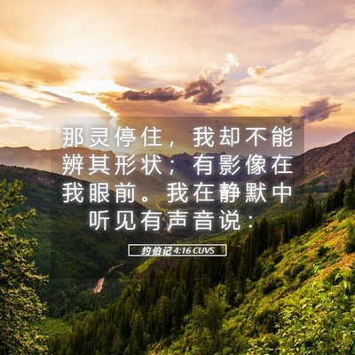 Picture 05 - 约 伯 记 4:16 CUVS - 那 灵 停 住 ， 我 却 不 能 辨 其 形 - Bible Verse Picture