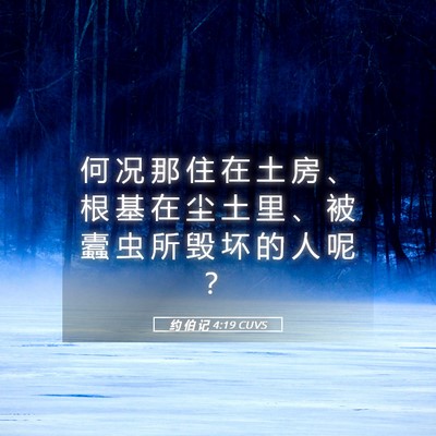 Picture 05 - 约 伯 记 4:19 CUVS - 何 况 那 住 在 土 房 、 根 基 在 尘 - Bible Verse Picture