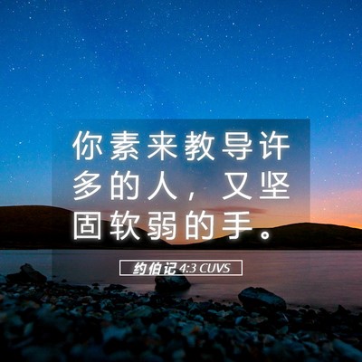 Picture 05 - 约 伯 记 4:3 CUVS - 你 素 来 教 导 许 多 的 人 ， 又 坚 - Bible Verse Picture