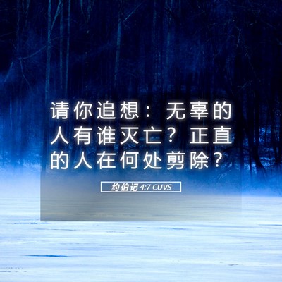 Picture 05 - 约 伯 记 4:7 CUVS - 请 你 追 想 ： 无 辜 的 人 有 谁 灭 - Bible Verse Picture