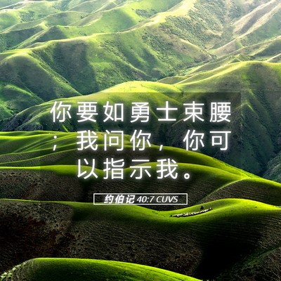 Picture 05 - 约 伯 记 40:7 CUVS - 你 要 如 勇 士 束 腰 ； 我 问 你 ， - Bible Verse Picture