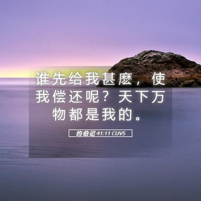 Picture 05 - 约 伯 记 41:11 CUVS - 谁 先 给 我 甚 麽 ， 使 我 偿 还 呢 - Bible Verse Picture