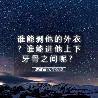 Picture 05 - 约 伯 记 41:13 CUVS - 谁 能 剥 他 的 外 衣 ？ 谁 能 进 他 - Bible Verse Picture