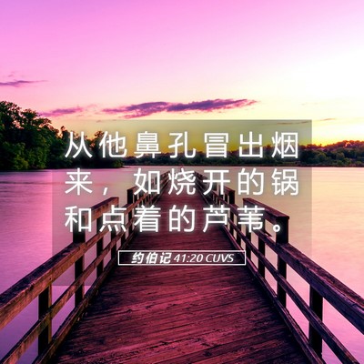Picture 05 - 约 伯 记 41:20 CUVS - 从 他 鼻 孔 冒 出 烟 来 ， 如 烧 开 - Bible Verse Picture